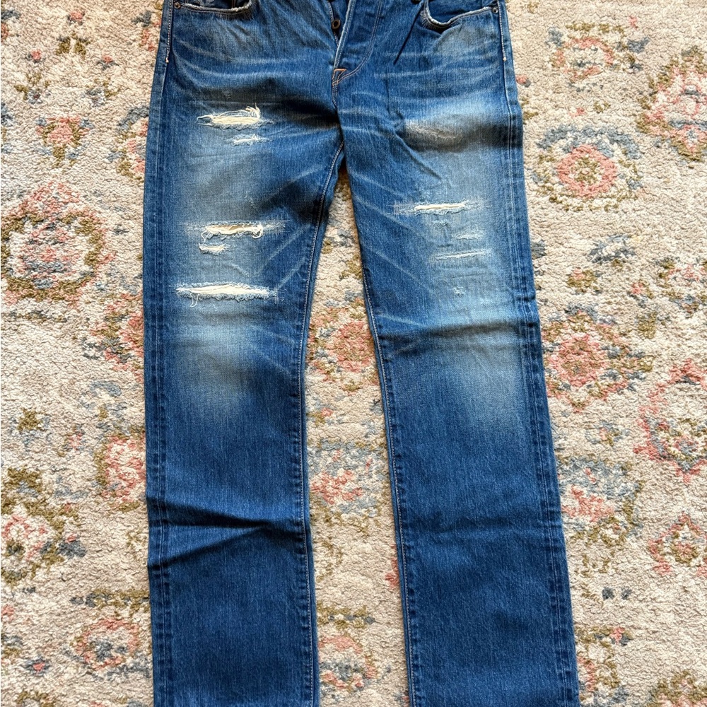 Men's Distressed Blue Jeans